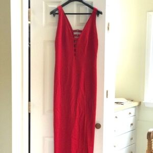 Vintage Formal red gown with side slit